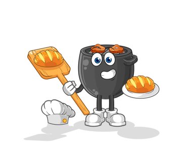 Ekmekli barbekü fırını. çizgi film maskotu vektörü