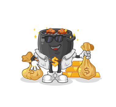 Barbekü zengini. çizgi film maskotu vektörü