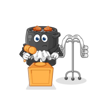 Barbekü hakimi tokmağı tutuyor. karakter vektörü