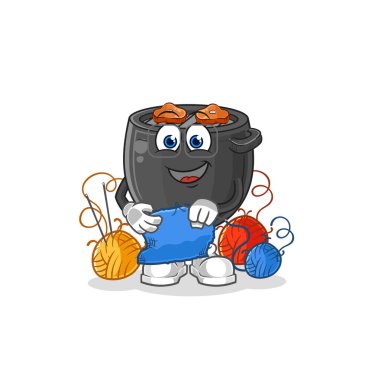 Barbekü terzisi maskotu. çizgi film vektörü