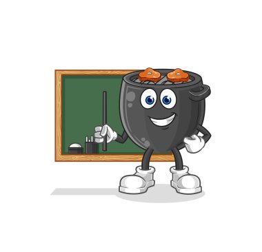 Barbekü öğretmeni vektörü. çizgi film karakteri