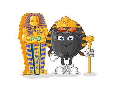 Eski Mısırlı barbekü çizgi filmi. çizgi film maskotu vektörü