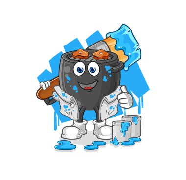 Barbekü ressamı illüstrasyonu. karakter vektörü