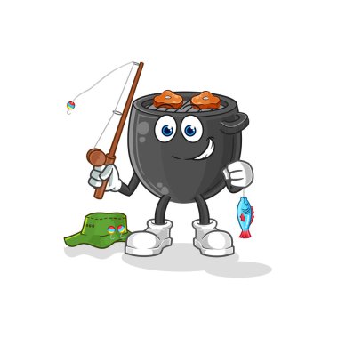 Barbekü balıkçısı illüstrasyonu. karakter vektörü