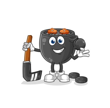 Barbekü hokey vektörü. çizgi film karakteri