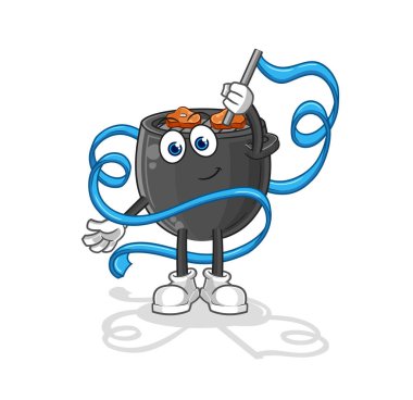 Barbekü Ritmik Jimnastik maskotu. çizgi film vektörü