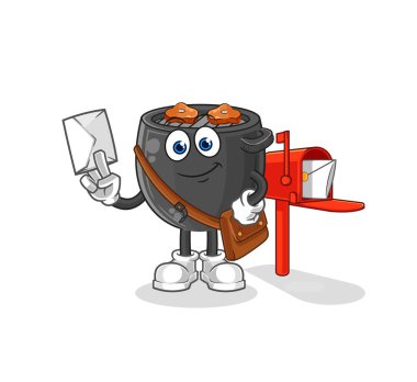 Barbekü postacısı vektörü. çizgi film karakteri