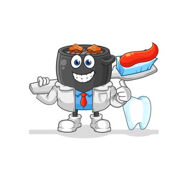 Barbekü dişçisi illüstrasyonu. karakter vektörü