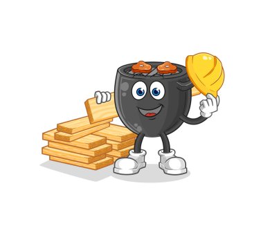 Barbekü üreticisi vektörü. çizgi film karakteri