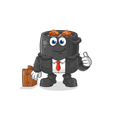 Barbekü ofis çalışanı maskotu. çizgi film vektörü