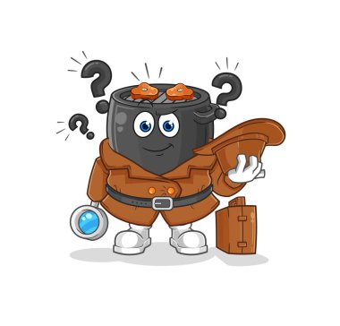 Barbekü dedektifi vektörü. çizgi film karakteri