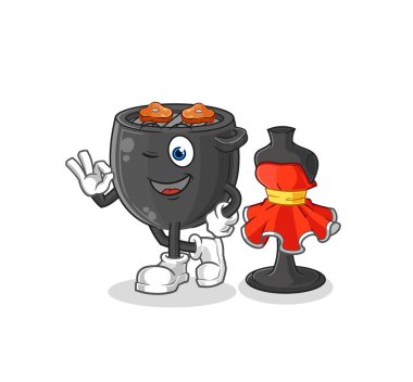 Barbekü moda tasarımcısı vektörü. çizgi film karakteri