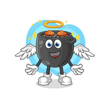 Kanat vektörlü barbekü meleği. çizgi film karakteri