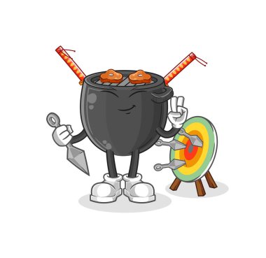 Barbekü Ninja çizgi filmi. karakter vektörü