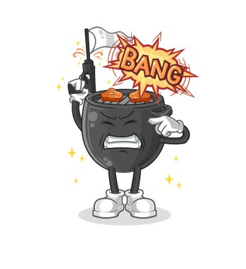 Barbekü uyarısı maskotu. çizgi film vektörü