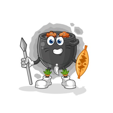 Afrika kabilesinin barbekü maskotu. çizgi film vektörü