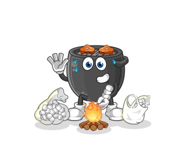 Kızarmış barbekü şekerlemeleri. çizgi film maskotu vektörü