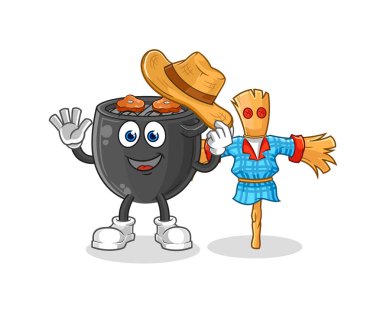 Korkuluk çizgi film karakter vektörlü barbekü