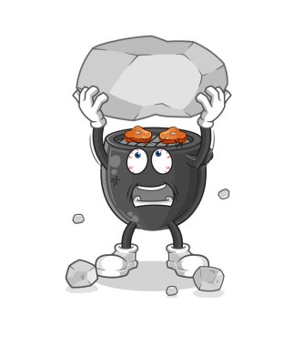 barbekü kaldırma kaya çizgi film karakter vektörü