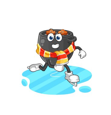 Barbekü buz kayağı çizgi filmi. karakter maskotu vektörü