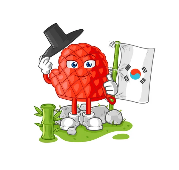 Yemek eldivenli Koreli karakter. karikatür maskotu vektosu