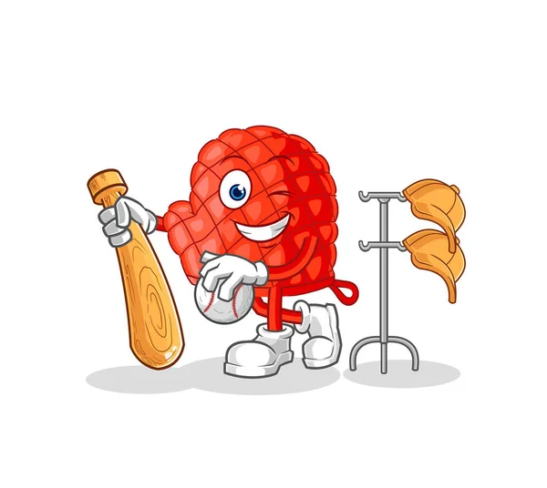 Cooking Glove Playing Baseball Mascot Cartoon Vecto — 스톡 벡터