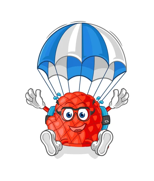 Cooking Glove Skydiving Character Cartoon Mascot Vecto — Vector de stock