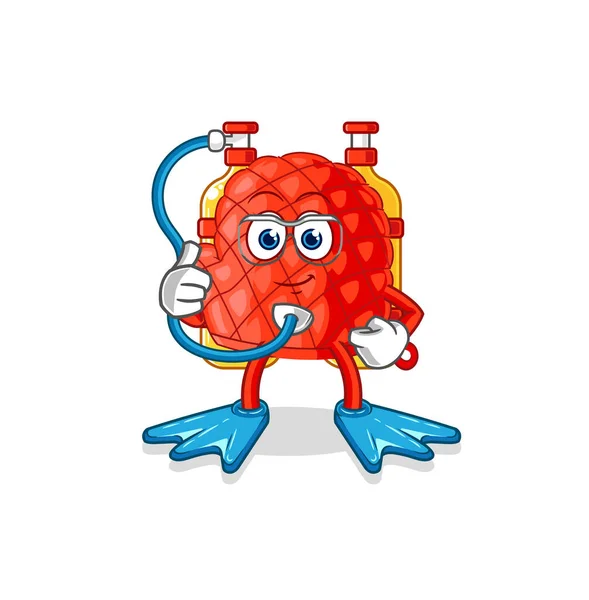 Cooking Glove Diver Cartoon Cartoon Mascot Vecto — 图库矢量图片