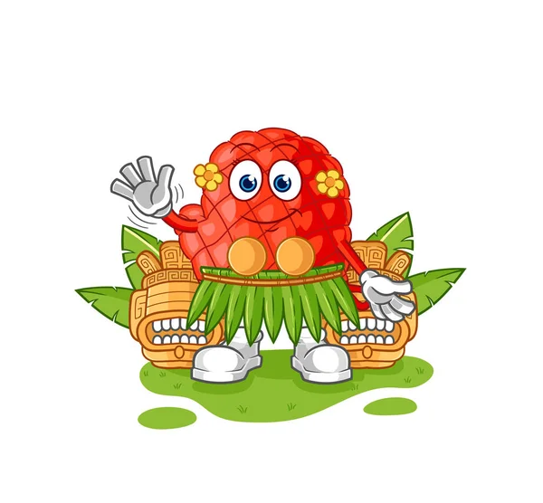 Cooking Glove Hawaiian Waving Character Cartoon Mascot Vecto — Wektor stockowy