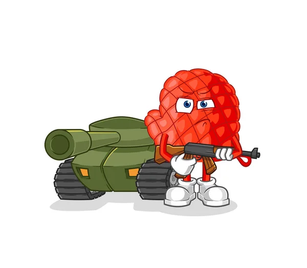Cooking Glove Soldier Tank Character Cartoon Mascot Vecto — Διανυσματικό Αρχείο