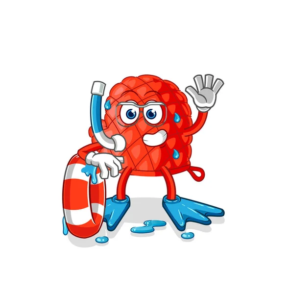 Cooking Glove Swimmer Buoy Mascot Cartoon Vecto — Vettoriale Stock