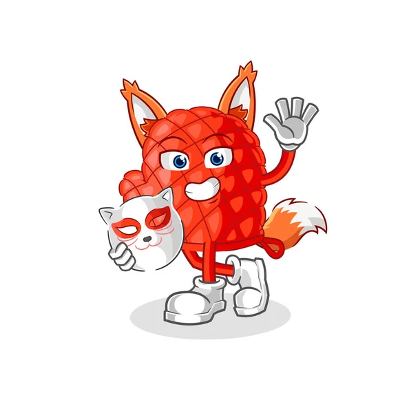 Cooking Glove Japanese Fox Character Cartoon Masco — Vetor de Stock