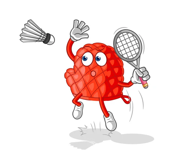 Cooking Glove Smash Badminton Cartoon Cartoon Mascot Vecto — Stock Vector