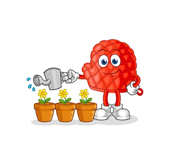 Cooking Glove Watering Flowers Mascot Cartoon Vecto — 스톡 벡터