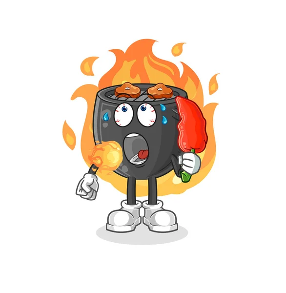 Barbecue Eat Hot Chilie Mascot Cartoon Vector — Stock Vector