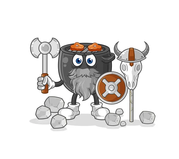Barbecue Viking Illustration Character Vector —  Vetores de Stock