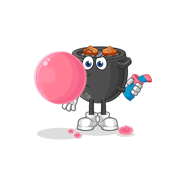 Barbecue Chewing Gum Vector Cartoon Character — Stok Vektör