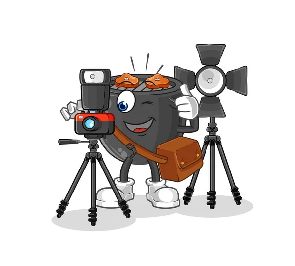 Barbecue Photographer Character Cartoon Mascot Vector — Stock vektor