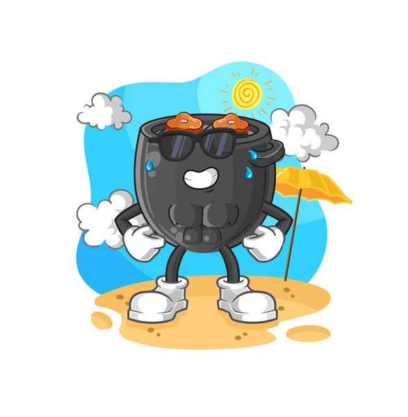 Barbecue Sunbathing Summer Character Vector — Stock Vector