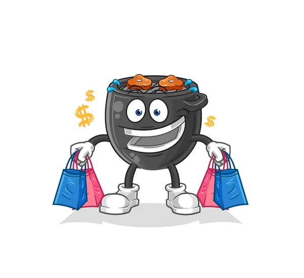 Barbecue Shoping Mascot Cartoon Vector — Stockvector