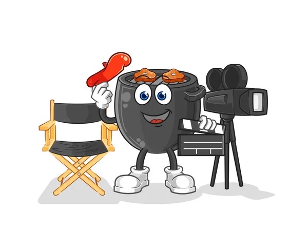 Barbecue Director Mascot Cartoon Vector — ストックベクタ
