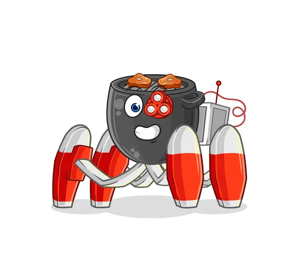 Barbecue Future Robot Vector Cartoon Character — Stockvektor