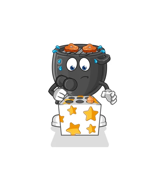 Barbecue Play Whack Mole Mascot Cartoon Vector — Διανυσματικό Αρχείο