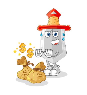 Kılıç para resimlerini reddediyor. karakter vektosu