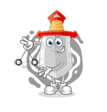 Kılıç hipnotize edici çizgi film. karikatür maskotu vektosu