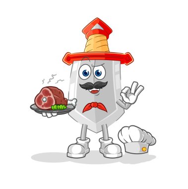 Et maskotlu kılıç şefi. çizgi film vektosu