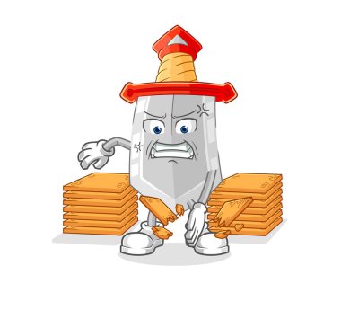 Kılıç karate maskotu. çizgi film vektosu