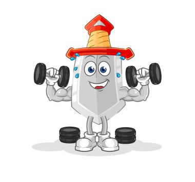 Kılıç ağırlığı alıştırması illüstrasyonu. karakter vektosu