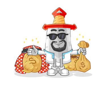 Kılıç zengini Arap maskotu. çizgi film vektosu