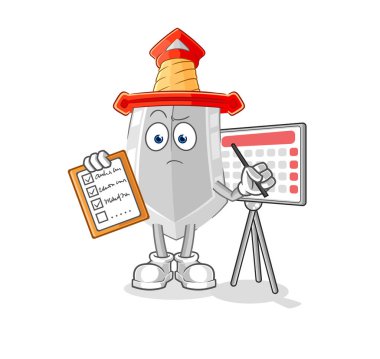 Kılıç takvimi vektörü. karikatür